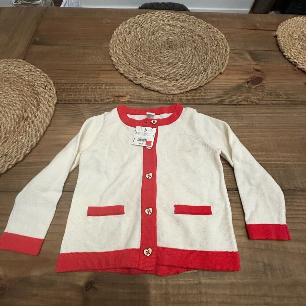 Janie And Jack Red & Cream Preppy Casual Size 2T Cotton Sweater cardigan